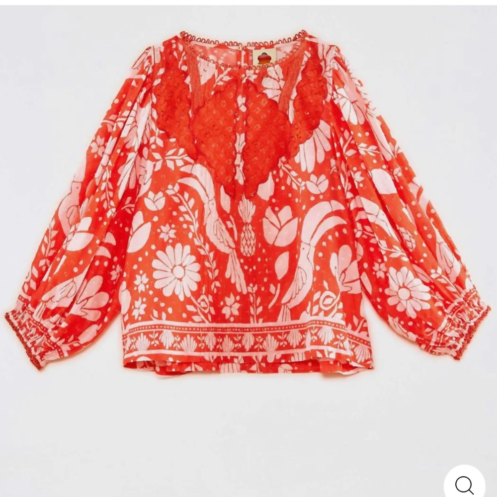 Farm Rio Neon Orange Blouse